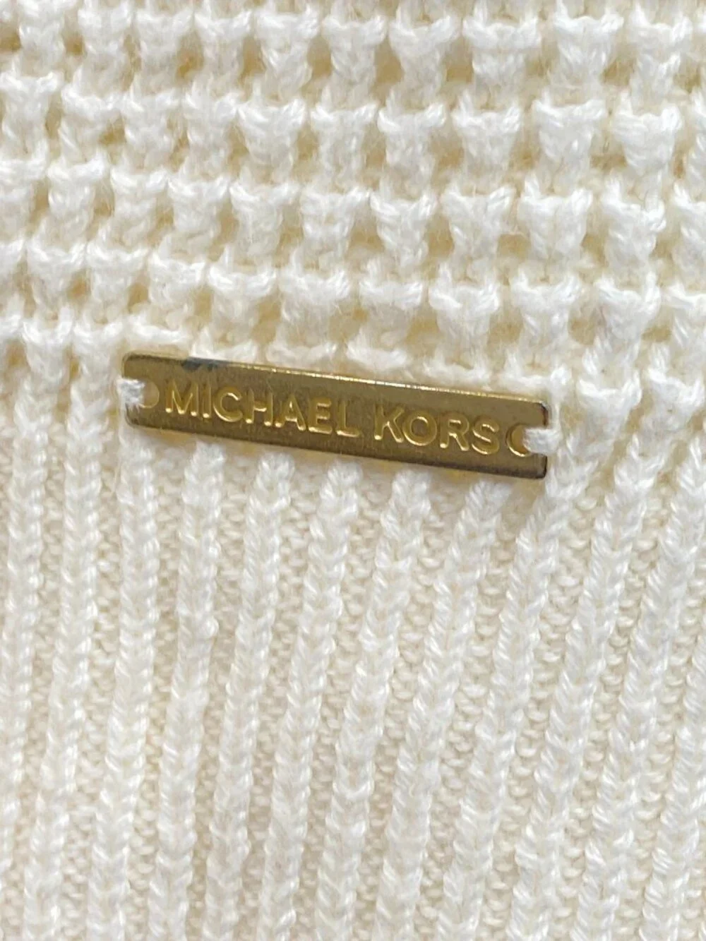 Michael Kors Waffle Knit Turtleneck Sweater Tunic Cream XL